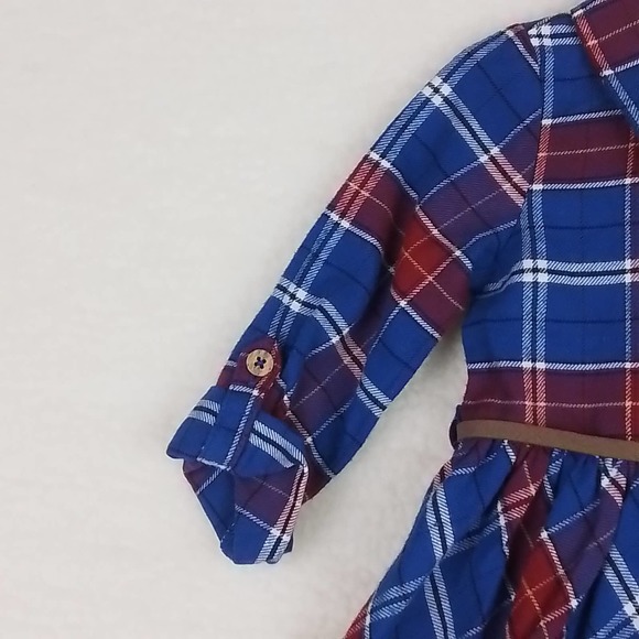 Carter's Baby 2-Peice Flannel Cotton Dress Set‎ Size 12mo in Red Blue Plaid - Picture 5 of 11
